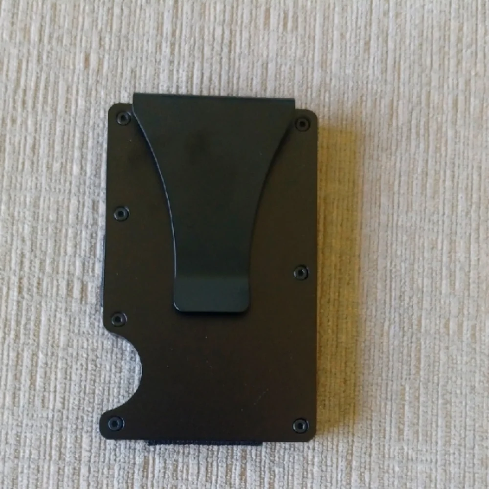Slim Black Card Holder with Money Clip